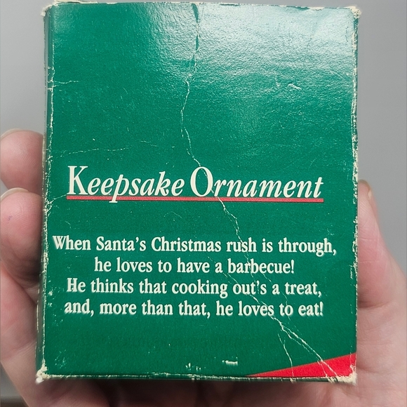 Vintage Hallmark 1988 Kiss The Claus Keepsake Christmas Ornament Barbeque Santa - Picture 12 of 15